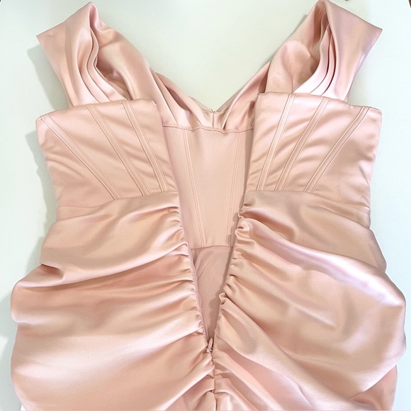House of CB Coraline Blush Satin Corset Ruched Mini  Dress Large Plus - Picture 12 of 16